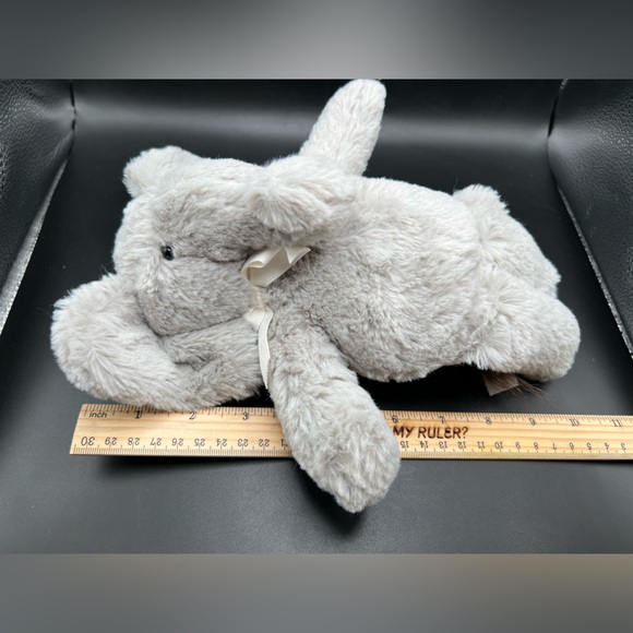 Pottery Barn Kids 11” Gray Elephant White Ribbon 2019 Plush Stuffed Animal Soft - Picture 2 of 14